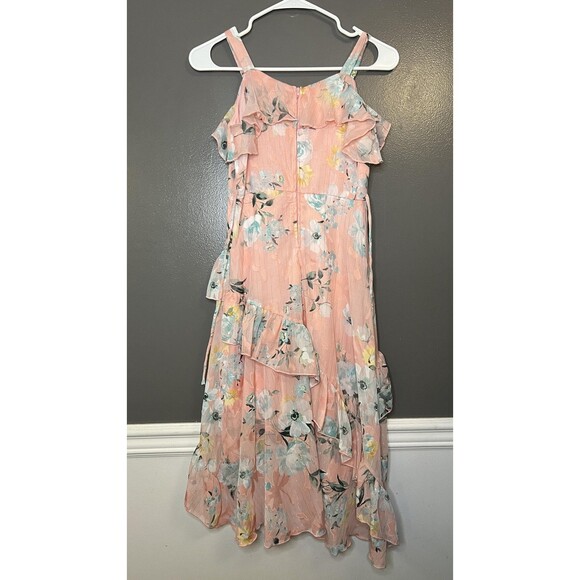 Speechless Kids Dress Girls 12 Pink Floral Ruffle Asymmetrical Layered Zipper - Picture 4 of 9